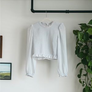 aritzia Wilfred Tempest Blouse; baby blue, size M